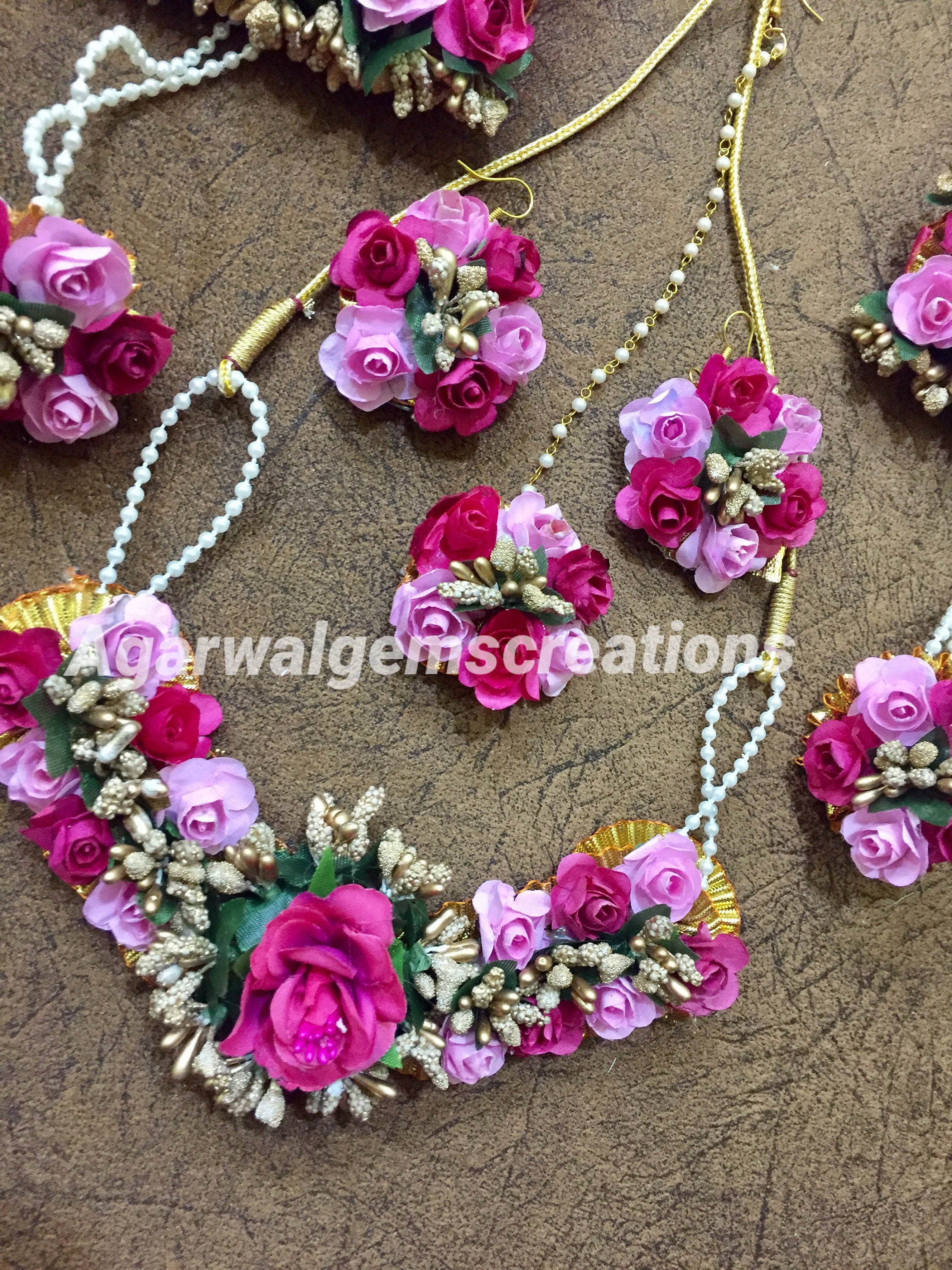 Handmade flower jewellery indian jewelry for haldi flower Etsy
