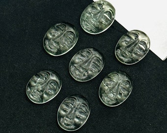 1,2,3,4,5 Pcs Natural green Amethyst oval face Shape Carving, Hand carved fancy shape Gemstone, carved Gemstone jewelry Making,18X14 mm