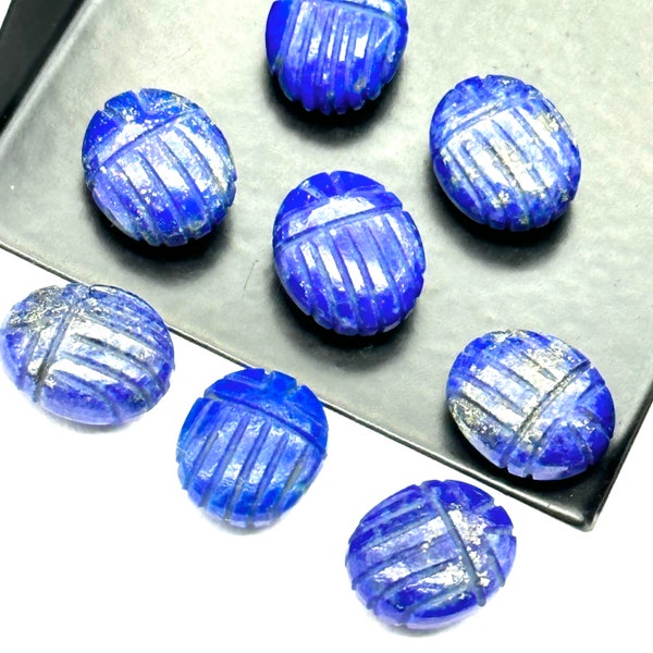 Natural Lapis Lazuli Scarab Shape Gemstone Beads, Lapis Lazuli Beetle Face Carving Beads, Blue Animal Carvings Gemstone Beads, 10X12 MM