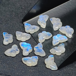 2,3,4,5,6 100% Natural Rainbow moonstone Butterfly Shape Carving, Hand carved Butterfly shape Gemstone, carved Gemstone jewelry ,12X7 mm