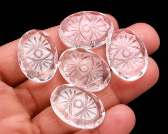 Cuentas de cristal de cuarzo con forma de ojo malvado talladas a mano para hacer joyas, 25 mm.