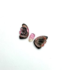 natural tourmaline Butterfly Shape Carving, Hand carved tourmaline Butterfly loose carving, carved butterfly  jewelry Making 23x11mm.