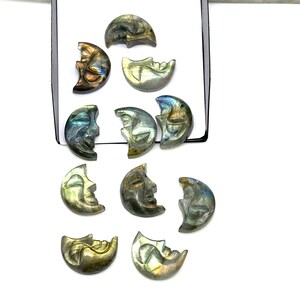AAA Naturlig Labradorit Månansikte, Pråliga Labradorit Sniderier, 18 x 13 MM, Smyckestillverkning Snideri Ädelsten, Snidad Ansiktskristall, Ansiktsberlock bild 7