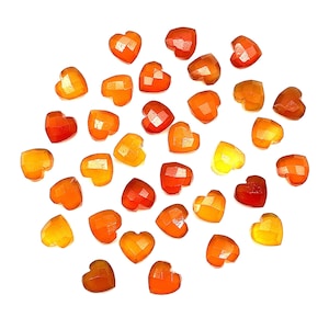 Natürliche Karneol Herzform Brioletten, AAA Karneol handgeschnitzte facettierte Herzform Perlen, lose Edelsteinperlen, 8 MM, oranger Karneol