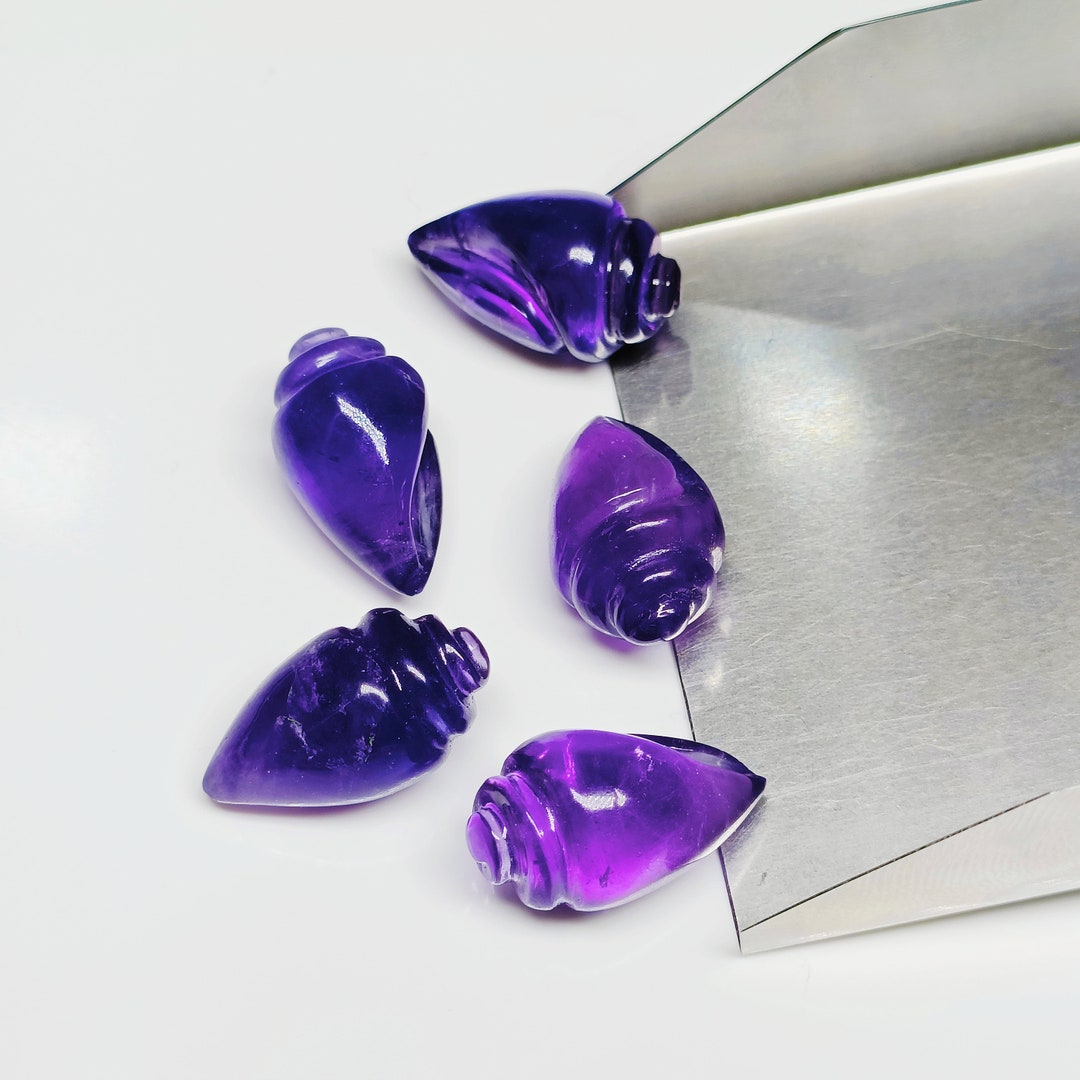 Buy 2,3,4,5,6 Pcs 100% Natural Amethyst Conch Shell Shape Carved ...