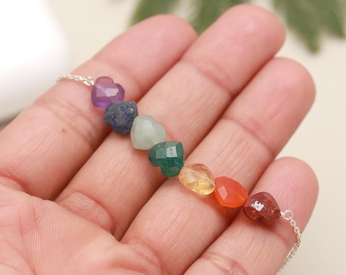 7 Chakra Healing Bracelet, Natural Powerful Gemstone Handmade Bracelet, Heart Gemstone Jewelry, 8 MM Beads, Protection, Grounding, Balance