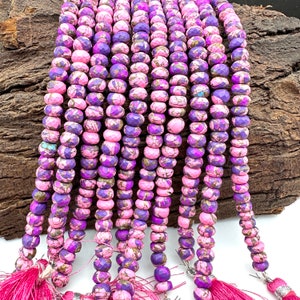 Purple Pink Copper Turquoise Beads, Copper Turquoise Faceted Rondelle Beads, 8-10 mm, 4 Inch Line, Wholesale Beads, Jewelry Making Beads