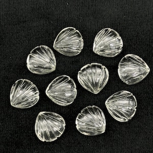 Natural Crystal Quartz Carved Shell Shape Beads, 12 MM Shell Beads, Carved Gemstone, Seashell Charm Gemstone, Hand Carved Shell Charms Beads