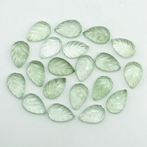 Briolettes a forma di foglia di ametista verde AAA, perline di pietra preziosa a forma di foglia intagliate a mano in ametista, perline di foglia verde, ciondoli a foglia sciolta da 14 mm