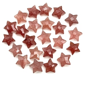 Pink Strawberry Quartz Star Shape Briolettes, AAA Strawberry Faceted Star Charms, Wholesale Loose Beads for Jewelry, 12 MM, Hand Carved