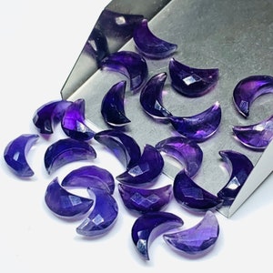 2,3,4,5 Stück Natürliche Amethyst geschnitzte Mondform Briolette Perlen, facettierte handgeschnitzte Mond Edelstein Perlen, Amethyst Halbmond Perlen 12 MM