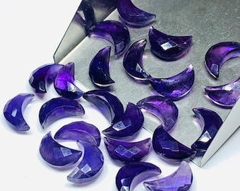 Amethyst Moon Briolette Beads: Faceted Carved Gemstone (12mm)