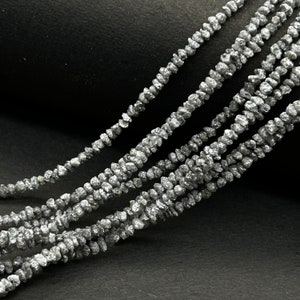NATURAL ROUGH DIAMONDS Beads, Grey Diamond Uncut Beads, 1-2 mm Raw Diamond Beads, Grey Diamond Nuggets Beads, Diamond Rough Beads Strand
