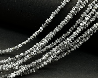 NATURAL ROUGH DIAMONDS Beads, Grey Diamond Uncut Beads, 1-2 mm Raw Diamond Beads, Grey Diamond Nuggets Beads, Diamond Rough Beads Strand