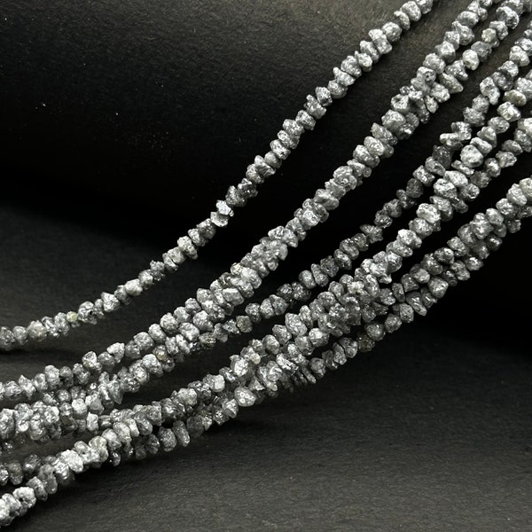 NATURAL ROUGH DIAMONDS Beads, Grey Diamond Uncut Beads, 3-4 mm Raw Diamond Beads, Grey Diamond Nuggets Beads, Diamond Rough Beads Strand