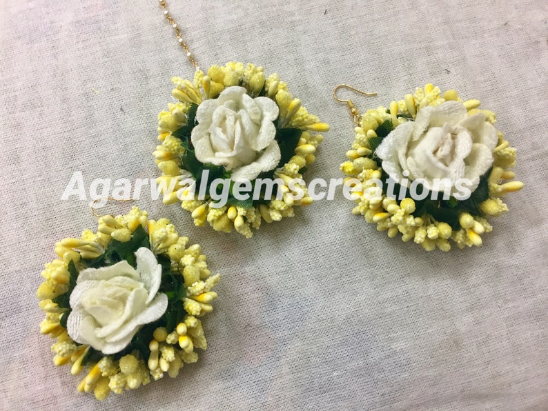 Handmade flower jewellery indian jewelry for haldi flower necklace set Indian jewelry indian jewelry mehndi flower jewelry set