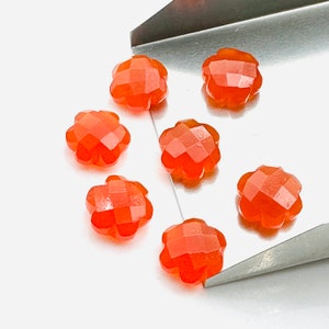 2,3,4,5 Pcs Natural Carnelian Hand Carved Flower Shape, Carved Flower Shape Gemstone For Jewlery, Flower Shape Gemstone, 10 mm