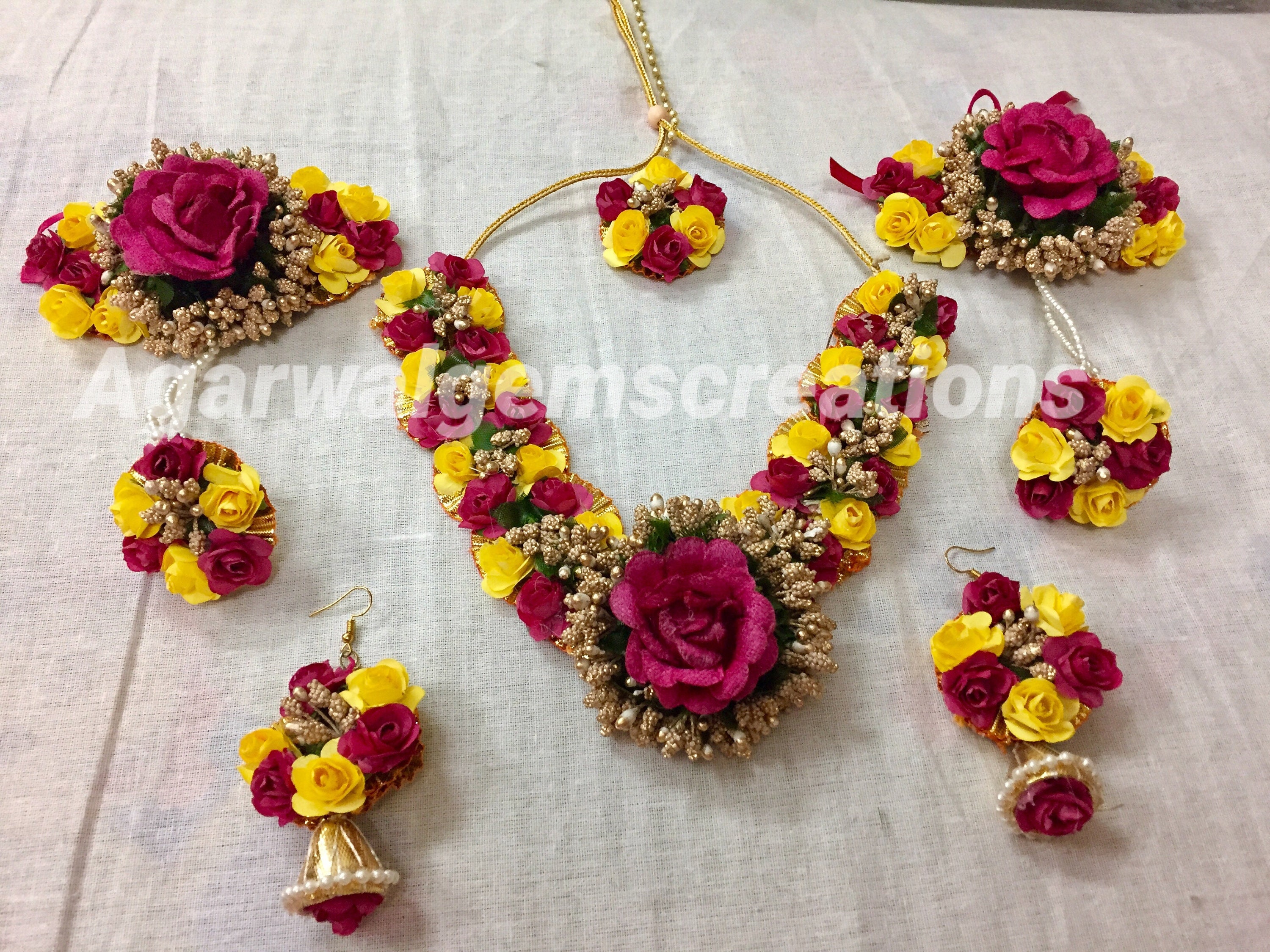 Handmade flower jewellery indian jewelry for haldi flower Etsy