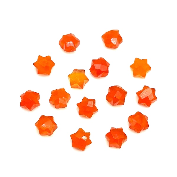 Natural Carnelian Little Stars, Carnelian Star Shape Beads, 6 MM Star Shape Gemstone for Jewelry, 6 Sides Carving Star Beads