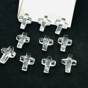 Natural Crystal Quartz Cross Shape Gemstone Beads, Faceted Cross Shape Charm Beads For Jewelry, Holy and Spiritual Cross Beads 15X10 MM