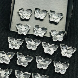 Natural Crystal Quartz Butterfly Shape Gemstone Beads, Handmade Faceted Butterfly Shape Carving Beads, Crystal Briolettes Beads 14x10 MM