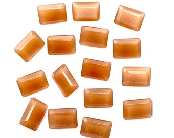 Natural Peach Moonstone Octagon Shape Gemstone, 10X14 MM Peach Moonstone Faceted Cushions, Fancy Cut Gemstone Beads, Jewelry Making Gemstone