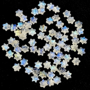 (SALE) double star ring レインボームーンストーン　星型 最高品質のレインボームーンストーン忍者星型ビーズ、天然