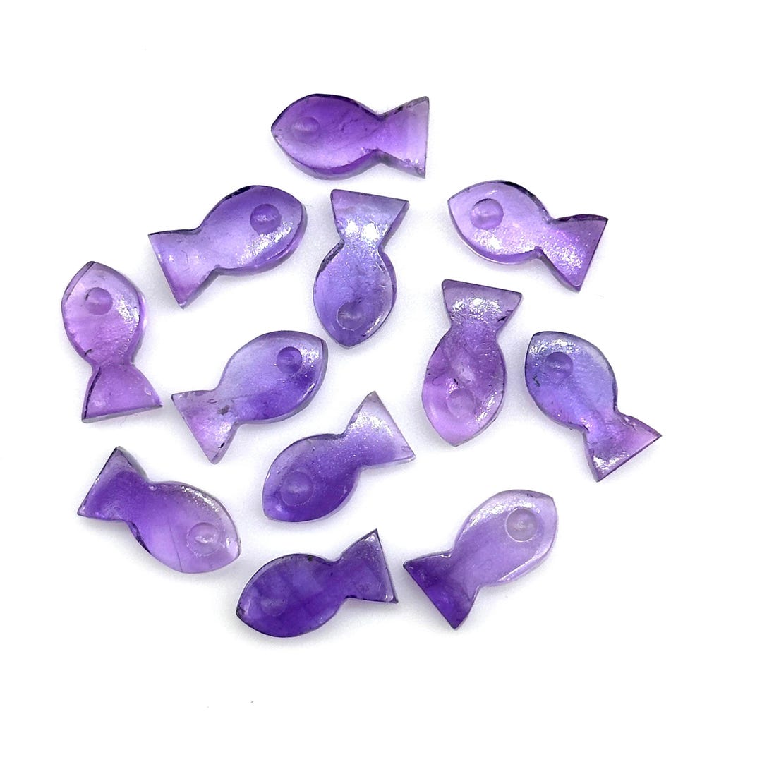 Natural Amethyst Fish Charm Beads, Fancy Fish Shape Carved Gemstone ...