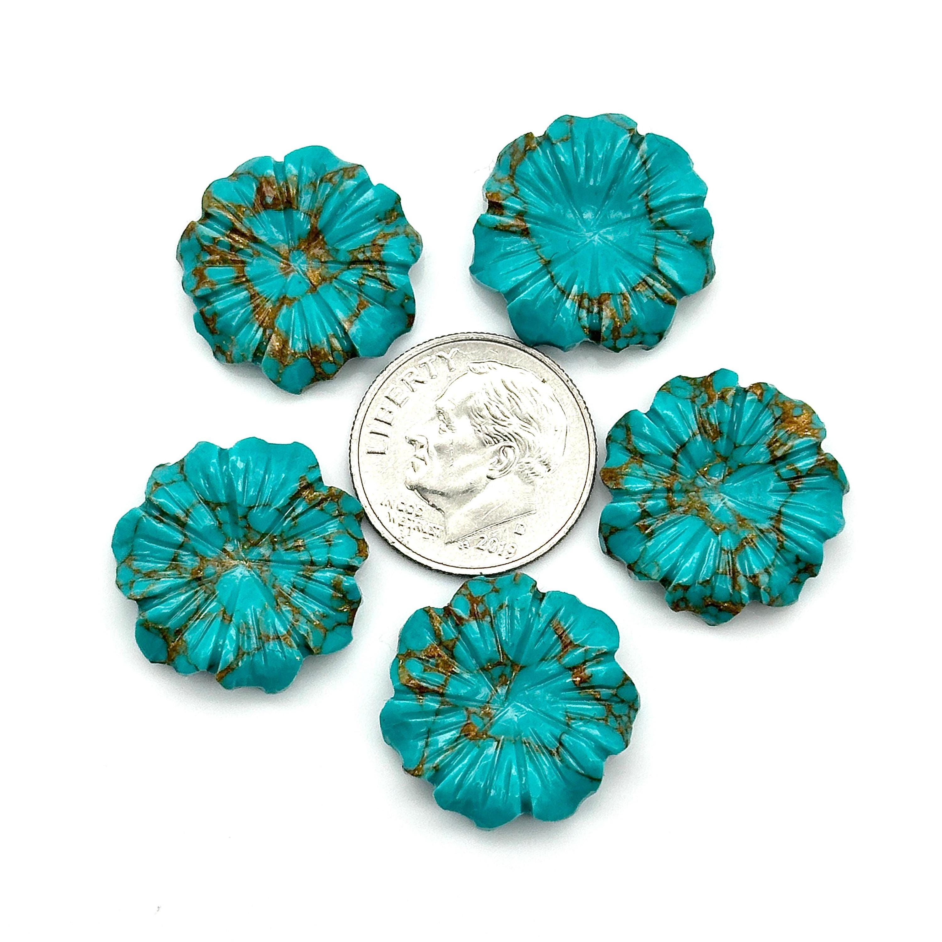 AAA銅ターコイズフラワーシェイプ彫刻、ジュエリー製作用