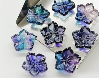 2,3,4,5 pcs 100% Natural fluoride Flower Shape Carved Gemstone, Flower Shape Carving, Carved Gemstone for Jewlery 14mm