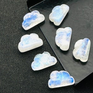 2,3,4,5 pcs Natural Rainbow Moonstone Cloud Shape Smooth Carved Gemstone Jewlery Making, Loose Gemstone, Smooth Gemstone 12X7mm.