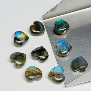 2,3,4,5, Stück Natürliche Labradorit Glatte Herzform Edelstein, auffällige Labradorit Herzform Charm Perlen, 10 mm lose Herz Briolette Carving