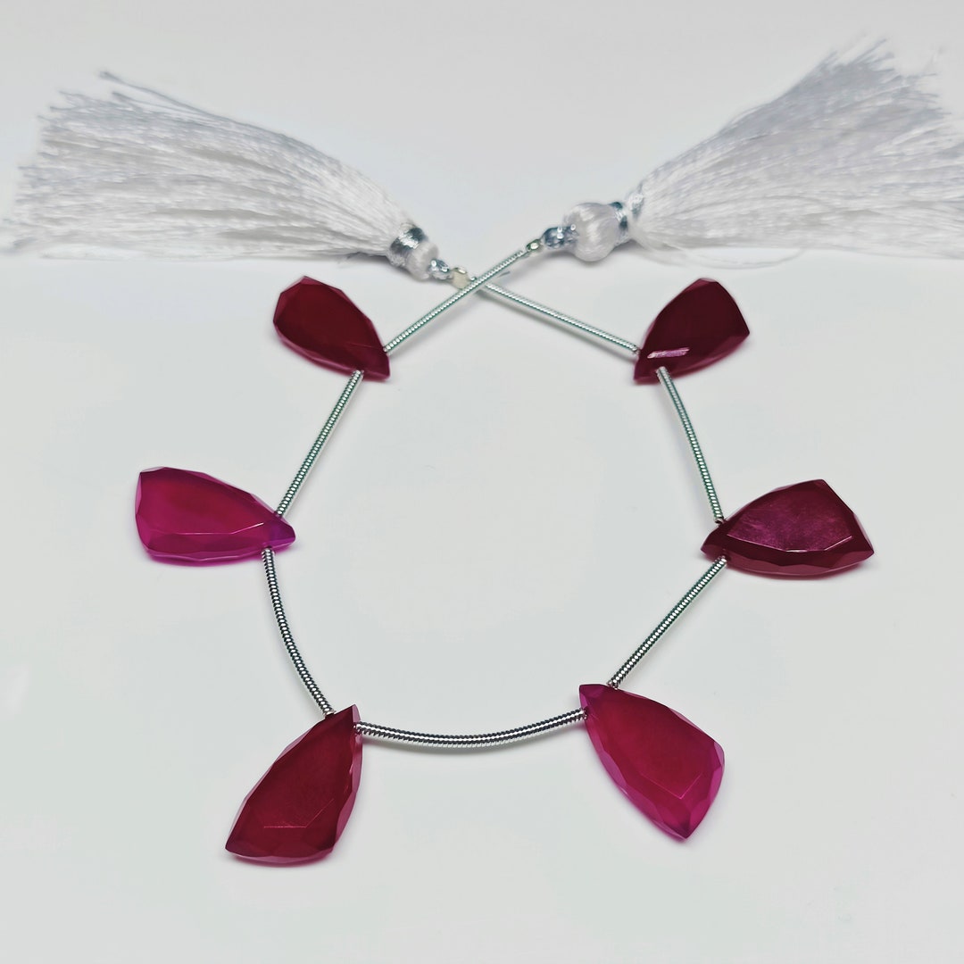 Amazing Fancy Shape Beads Strands 100 6 Pcs Strand Pink Chalcedony