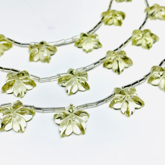 Carved Gemstone For Jewellery 15-16 mm AAA Quality 100% Natural Lemon Quartz Flower Shape Carved Gemstone Flower Shape Carving