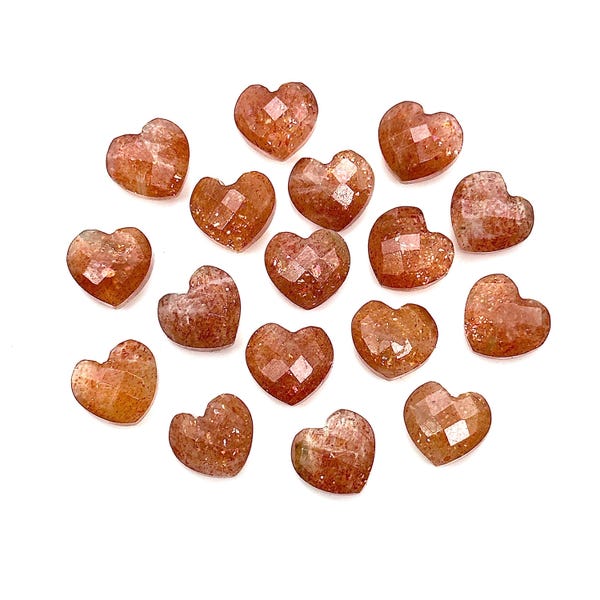 Natural Red Sunstone Heart Shape Briolette's, Red Sunstone Faceted Heart Shape Beads, Hand Carved Gemstone, Jewelry Making Charms, 10 MM