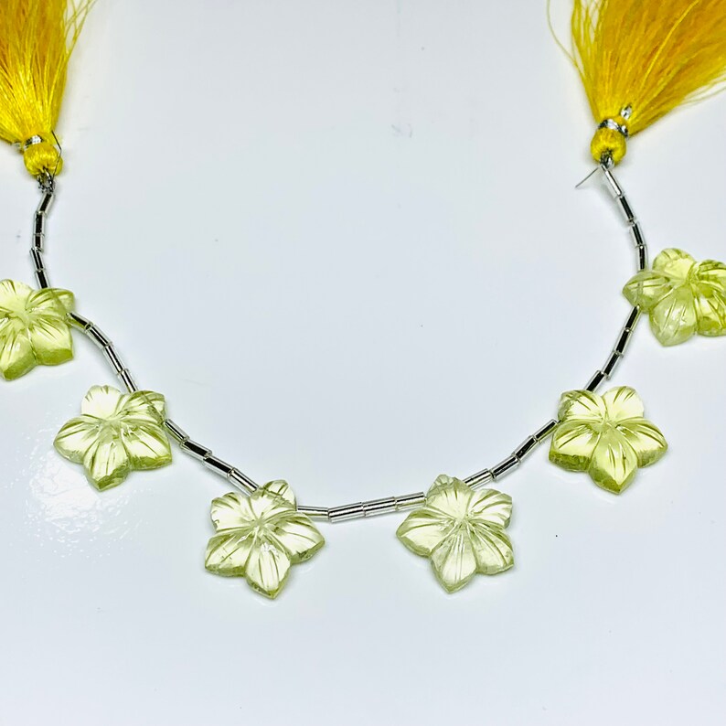Carved Gemstone For Jewellery 15-16 mm AAA Quality 100% Natural Lemon Quartz Flower Shape Carved Gemstone Flower Shape Carving
