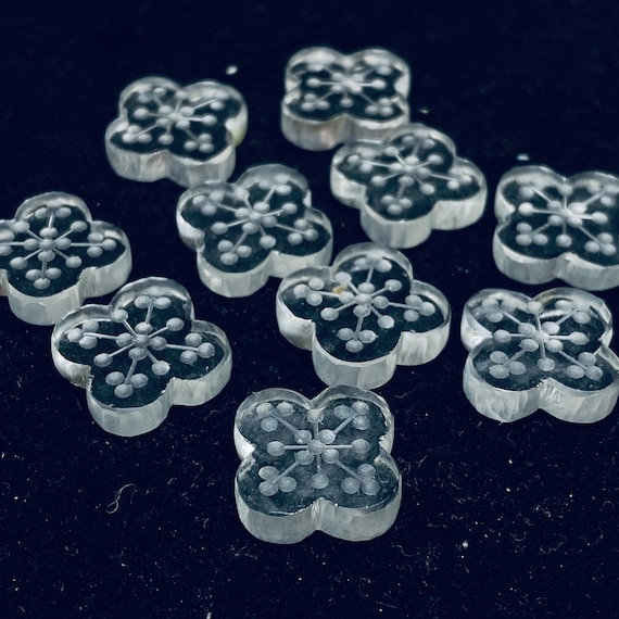 1,2,3,4 Pcs Natural crystal quartz Hand Carved Flower Shape, Carved Flower Shape Gemstone For Jewellery, Flower Shape Gemstone, 14mm