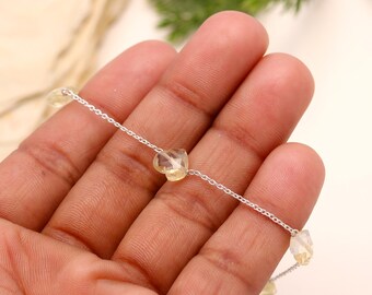 天然レモンクォーツハートシェイプビーズブレスレット、レモンクォーツ 