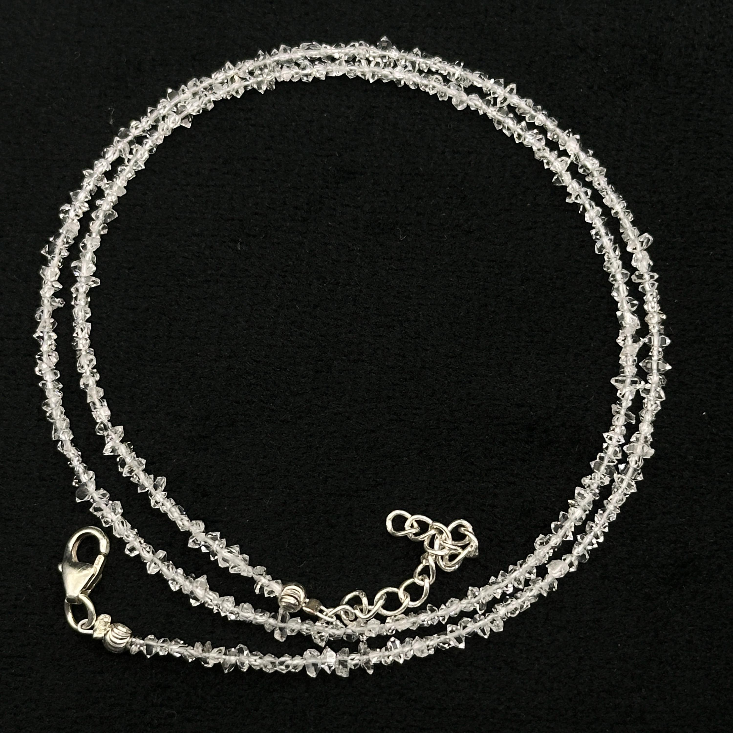 Natural Herkimer Diamond Necklace, Clear White Herkimer Diamond Rough Beads Necklace, Sterling Silver Necklace For Women's, Gift For Her