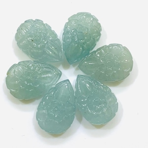 1,2,3,4,5,6 pcs 100% Natural Aquamarine Pear Shape Carved Gemstone, Pear Shape Carving, Carved Gemstone For Jewellery 17.7X12.4 mm