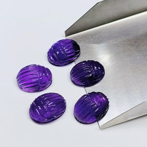 2,3,4,5,6 pcs Natural amethyst Scarab Face Carved Gemstone, Fancy Shape Scarab Carving, Hand Carved Gemstone for Jewlery 16X12