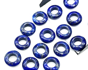 AAA Quality Lapis Lazuli Donut Shape Stones, Natural Lapis Lazuli Donut Carving, Healing Gemstone Beads, 12 mm Blue Donut Smooth Beads