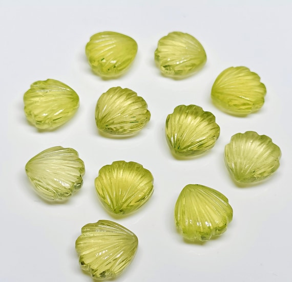 Natural Lemon Quartz Shell Shape Briolette's, 12MM Hand Carved Lemon Quartz Shell BEads, Ocean Shell Gemstone For Jewelry, Shell Charms