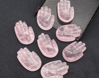 Natural Rose Quartz Hamsa Shape Carving Gemstones, 25 MM Palm Shape Gemstone, Healing Power Of Hamsa, Hand Carved Jewelry Making Charms