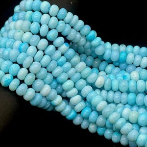 Blue Opal Smooth Rondelle Beads, Blue Color Opal Beads for Jewelry Making, Wholesale Loose Opal Beads, 8 MM Sea Blue Opal for Craft Making
