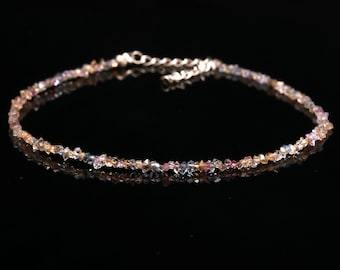 Natural Herkimer Diamond Bracelet, Mix Herkimer Diamond Rough Beads Bracelet, Sterling Silver Bracelet For Women&#39;s, Gemstone Beads Necklace