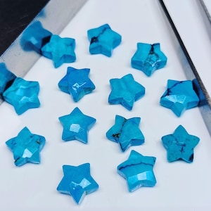 Blue Turquoise Star Shape Beads, Hand Carved Faceted Star Shape Briolettes, Star Shape Gemstone Charms, 10 MM Turquoise Star for Jewelry