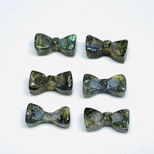2,3,4,5 Pcs Natural Labradorite  Hand Carved Bow Shape, Bow Shape Gemstone For Jewellery, Bow Shape Gemstone, 12X6 mm