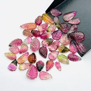 AAA+ Natural Bio Tourmaline Leaf Shape Beads, Loose Watermelon Tourmaline Gemstone Beads For Jewelry, Leaves Shape Carving Beads 4X6-9X11 MM