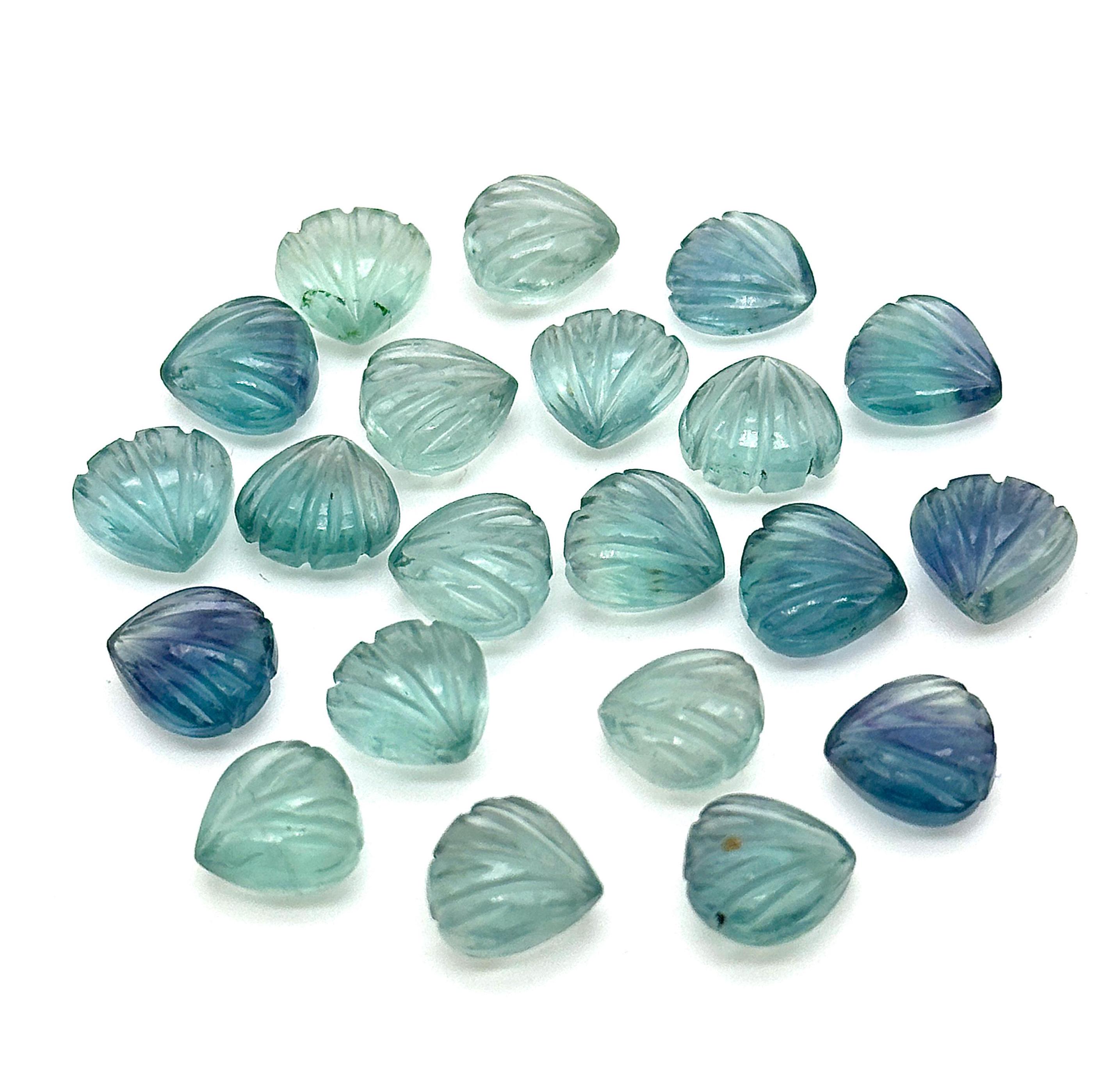 ぴぃ⭐︎天然石　フローライト貝殻&8thオーシャンジャスパー かわいい小さなグリーンフローライトシェルシェイプビーズ、8 MM手彫り